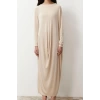 Fashion Regular Casual Daily Jersey Woven Crew Neck Long Sleeve A-Line Maxi Length Hijab Dress