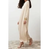 Fashion Regular Casual Daily Jersey Woven Crew Neck Long Sleeve A-Line Maxi Length Hijab Dress
