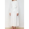 Fashion Regular Casual Daily Embroidered Woven Shirt Collar Long Sleeve Shirt Dress Maxi Length Hijab Dress
