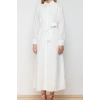 Fashion Regular Casual Daily Embroidered Woven Shirt Collar Long Sleeve Shirt Dress Maxi Length Hijab Dress