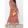 Fashion Regular Casual Daily Chiffon Woven Stand Collar Long Sleeve A-Line Maxi Length Hijab Dress