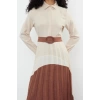 Fashion Regular Daily Terrycotton Woven Shirt Collar Long Sleeve Shirt Dress Maxi Length Hijab Dress