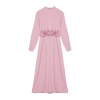 Fashion Regular Stylish Evening Dress Jessica Woven Stand Collar Long Sleeve A-Line Maxi Length Hijab Dress