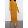 Fashion Comfortable Casual Daily Aerobin Woven Crew Neck Long Sleeve Shift Maxi Length Hijab Dress
