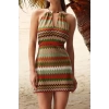 Fashion Slim Beach Casual Textured Knitted V Neck Strappy Sleeve Shift Mini Length Dress