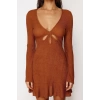 Fashion Fit Graduation Prom Nancy Knitted V Neck Strap Sleeve Wrap Midi Length Dress