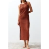 Fashion Fit Graduation Prom Knitted Sleeveless Midi Length Dress