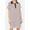 Fashion Regular Casual Daily 2 Yarn Non-raised Knitted Polo Collar Short Sleeve T-Shirt Dress Mini Length Dress