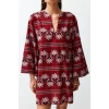 Fashion Regular Beach Daily Voile Knitted V Neck Long Sleeve Basic Mini Length Dress