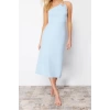 Moda Regular Day Night Polyviscose Woven Square Neck Strappy Sleeve Bodycone Mini Length Dress