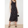 Fashion Regular Day Night Chiffon Woven Cowl Neck Sleeveless A-Line Midi Length Dress