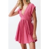 Moda Fit Mezuniyet Balo Finike Dokuma Carmen Yaka Askılı Kol Bodycone Mini Boy Elbise