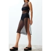 Fashion Fit Beach Casual Mesh Knitted Square Neck Sleeveless Sleeve Bodycone Maxi Length Dress