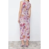 Fashion Fit Graduation Prom Satin Woven Crew Neck Sleeveless Sleeve Shift Maxi Length Dress