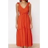 Fashion Fit Graduation Prom Satin Woven Asymmetrical Neck Sleeveless Sleeve Shift Maxi Length Dress