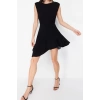 Fashion Fit Graduation Prom Sandy Knitted Boat Neck Sleeveless Sleeve Skater Short Length Dress