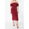 Fashion Slim Casual Daily Thick Sandy Knitted Asymmetrical Collar Sleeveless Sleeve Bodycone Midi Length Dress