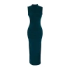 Moda Slim Casual Günlük Kalın Sandy Örme Dik Yaka Kolsuz Kol Bodycone Maxi Boy Elbise