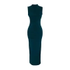 Moda Slim Casual Günlük Kalın Sandy Örme Dik Yaka Kolsuz Kol Bodycone Maxi Boy Elbise