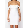 Fashion Fit Graduation Prom Finike Woven Carmen Collar Short Sleeve Bodycone Mini Length Dress