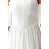 Fashion Fit Wedding Nikah Finike Woven Carmen Collar Short Sleeve Skater Mini Length Dress