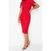 Fashion Fit Graduation Prom Finike Woven Crew Neck Short Sleeve Bodycone Midi Length Dress
