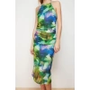 Fashion Slim Casual Daily Foam Fabric Knitted Halter Neck Strap Sleeve Bodycone Midi Length Dress