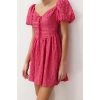 Fashion Casual Graduation Prom Crepe Woven Sweetheart Neck Short Sleeve Skater Mini Length Dress