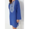 Fashion Casual Beach Daily Flamenco Cotton Woven Half Turtleneck Long Sleeve Basic Maxi Length Dress