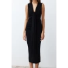 Moda Regular Day Night Satin Woven V Neck Short Sleeve Double Breasted Mini Length Dress