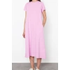 Fashion Regular Daily 20 1 Combed Cotton Jersey Knitted Crew Neck Short Sleeve T-Shirt Dress Midi Length Dress