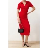Fashion Regular Casual Daily Single Plate Knitwear Polo Collar Short Sleeve A-Line Maxi Length Dress