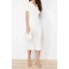 Fashion Regular Casual Daily Single Plate Knitwear Polo Collar Short Sleeve A-Line Maxi Length Dress