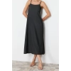 Fashion Regular Casual Daily Crepe Knit Square Neck Strappy Sleeve A-Line Midi Length Dress