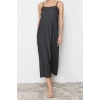 Fashion Regular Casual Daily Crepe Knit Square Neck Strappy Sleeve A-Line Midi Length Dress