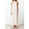 Fashion Regular Casual Daily Crepe Knit Square Neck Strappy Sleeve A-Line Midi Length Dress