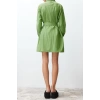 Fashion Regular Casual Daily Crinkle Woven Shirt Collar Long Sleeve Shirt Dress Mini Length Dress