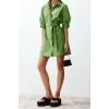 Fashion Regular Casual Daily Crinkle Woven Shirt Collar Long Sleeve Shirt Dress Mini Length Dress