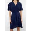 Fashion Regular Casual Daily Aerobin Woven Double Breasted Short Sleeve Double Breasted Mini Length Dress