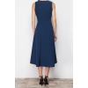 Fashion Regular Casual Daily Terrycotton Woven Double Breasted Sleeveless Skater Midi Length Dress