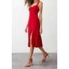 Fashion Regular Casual Daily Thick Sandy Knitted Heart Neck Strappy Sleeve A-Line Midi Length Dress