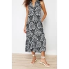 Fashion Regular Casual Daily Crepe Knitted Polo Collar Sleeveless Sleeve A-Line Maxi Length Dress