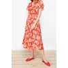 Moda Regular Casual Günlük Polyester Kaşkorse Örme Kruvaze Kısa Kol A-Line Midi Boy Elbise