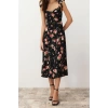 Fashion Regular Casual Daily Shally Woven Heart Neck Strappy Sleeve A-Line Midi Length Dress