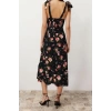Fashion Regular Casual Daily Shally Woven Heart Neck Strappy Sleeve A-Line Midi Length Dress