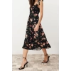 Fashion Regular Casual Daily Shally Woven Heart Neck Strappy Sleeve A-Line Midi Length Dress