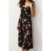 Fashion Regular Casual Daily Shally Woven Heart Neck Strappy Sleeve A-Line Midi Length Dress