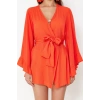 Moda Dokuma Rahat Kalıp Uzun V Yaka Standart Kol Crinkle Basic Düz Desen Kimono Kaftan