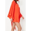 Moda Dokuma Rahat Kalıp Uzun V Yaka Standart Kol Crinkle Basic Düz Desen Kimono Kaftan