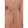 Moda Dokuma Rahat Kalıp Uzun V Yaka Standart Kol Crinkle Basic Düz Desen Kimono Kaftan